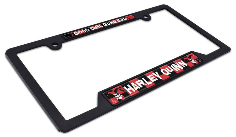 Elektroplate Officially Licensed - DC Comics Harley Quinn Automotive-Grade Black Plastic Open Corner License Plate Frame Tag Holder for Cars/SUVs/Trucks Weather-Proof Auto Accessory - Image 4